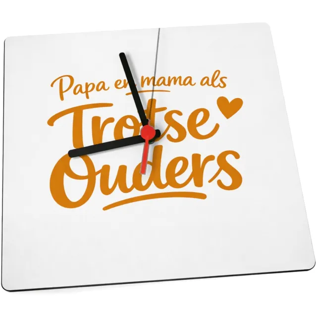 Mr Cadeautjes Klok 19 x 19 - design Een speelse kraamcadeau-tekst met een enkel minimalistisch s | cadeau Wit