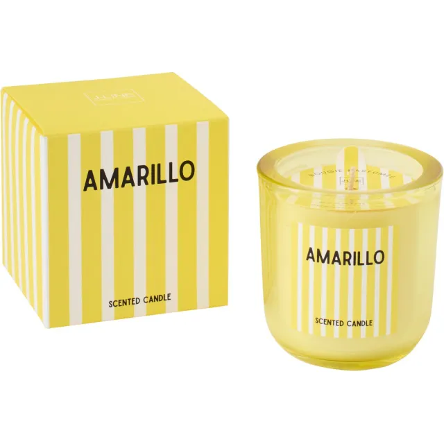 J-Line geurkaars Amarillo - Citrus Sense - polyresin - was/geel - small
