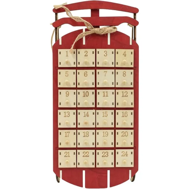 KCVV Houten Adventskalender Slee - 24 Lades - Zelf Te Vullen - Kerst Countdown Kalender - Kerstdecoratie multi