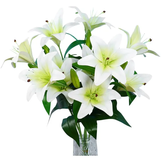 Unyqoos Realistisch kunstbloemen boeket lelies voor decoratie en cadeau Wit
