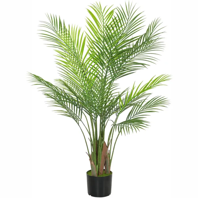 Homcom Kunstmatige Palmboom Areca in Pot - Kunstplant, Kunstboom - Groen