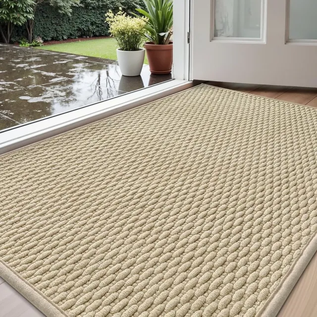 Unyqoos Absorberende en Antislip Deurmat voor Binnengebruik met Elegant Ontwerp 44 x 75 cm kaki
