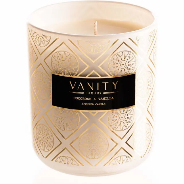 Vanity Luxury Geurkaars – Cocorose & Vanilla - 60 branduren - 100% Natuurlijke Sojawax Wit