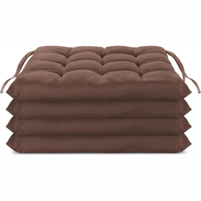 Imperatoris Zitkussen - Stoelkussen - Tuinstoelkussens - Eetkamer Kussen - Stoelkussens Eetkamer - Geschikt voor Binnen en Buitengebruik - Seat Cushion - 40 x 40 cm - 4 Delige Set - Bruin - van Imperatoris