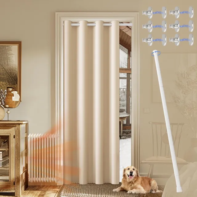 My Ninki ® Nieuwe Magnetische Verduisterende Deurgordijnset voor Privacy en Isolatie in Huis beige