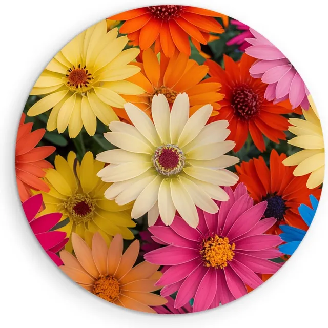 Saammp Forex Muurcirkel - Kleurrijke Bloemen Close-Up - Natuur - Abstract - Ø 30 - Wandcirkel - Wanddecoratie Cirkel - Muurdecoratie Woonkamer - Kantoor Decoratie