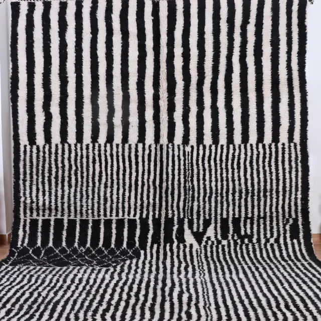 Poufs&Pillows Vloerkleed - Marokkaans Vloerkleed - 3x2 m – Handgemaakt, Kleurrijk & Uniek - Gemaakt van 100% wol - Hoogpolig Beni Ouarain Tapijt wit