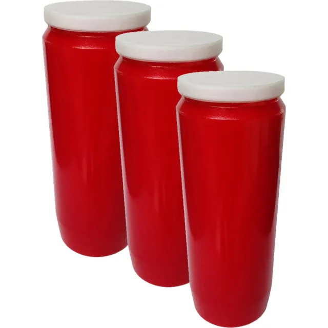 Enlightening Candles Enlighting candles grafkaars/gedenklicht - 3x - rood - 7 cm x 20 cm - 9 dagen - Noveenkaars - Gedenkkaars - Graflicht/herdenkingslicht