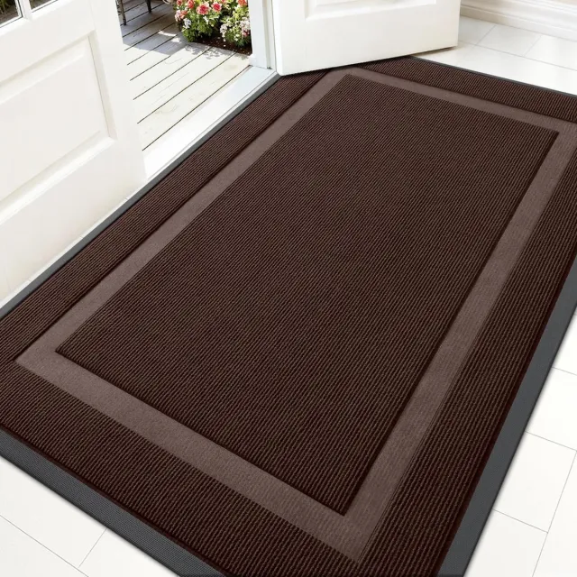 Homaxy Deurmat Binnen - Droogloopmat - Antislip Deurmat - Schoonloopmat - Wasbaar - puur bruin - 89X150cm