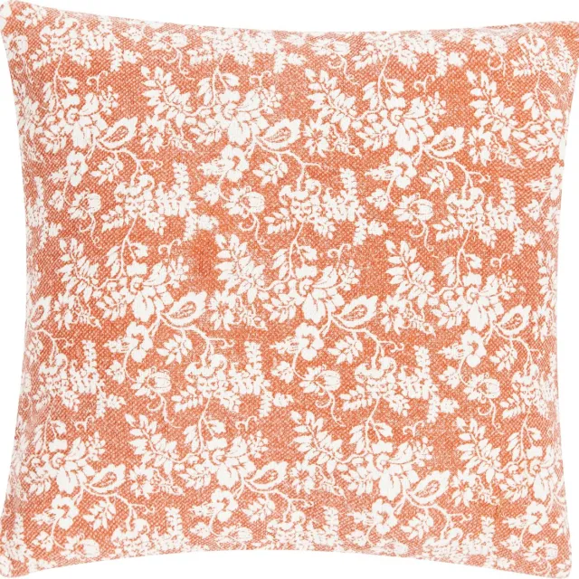 Linen & More Flower Garden Oranje Kussen | 60 X 60 | Sierkussen Voor Woonkamer Of Slaapkamer