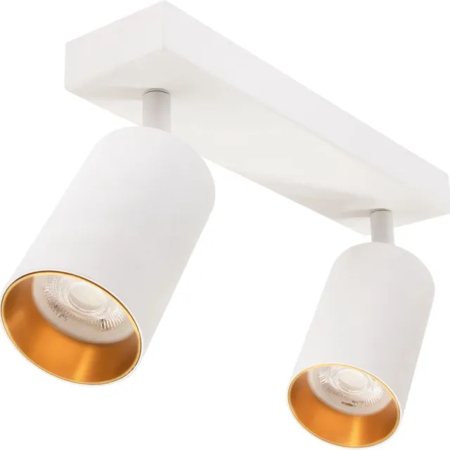 Groenovatie Plafondspot Rond 2-Lichts - GU10 Fitting - Kantelbaar - Wit/Goud