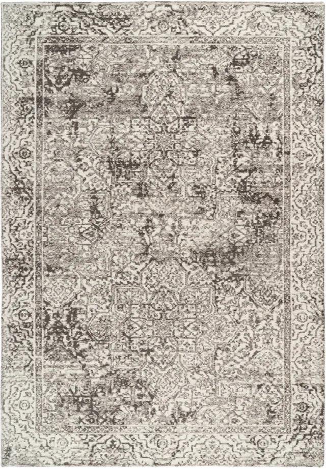 Padiro design laagpolig vloerkleed 80 x 150 cm - lichtbeige - modern abstract ontwerp - voor vloerverwarming - van polyester en katoen