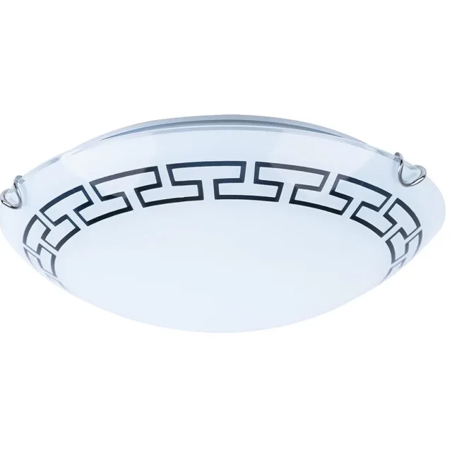 Globo Lighting Plafondlamp gesatineerd glas gedessineerd Ganglamp rond, metaal, 1x LED 12W 967Lm warm wit, DxH 30x9 cm