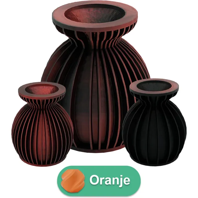 Lovora Elin moderne vaas – Decoratieve vaas - Oranje - 3d geprinte vaas – geschikt voor droogbloemen - 25CM