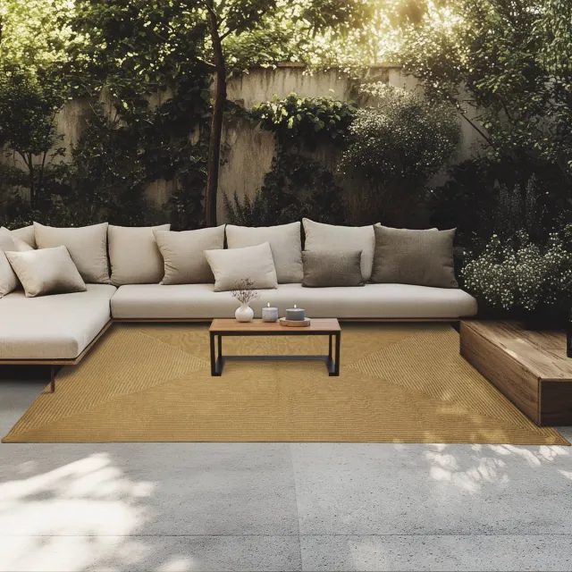 Tectake Vloerkleed 160 x 230 cm – Gevlochten Kleed in Jute-Look – Boho Vloerkleed voor Binnen en Buiten – Weerbestendig en Onderhoudsvriendelijk – Natuurkleur