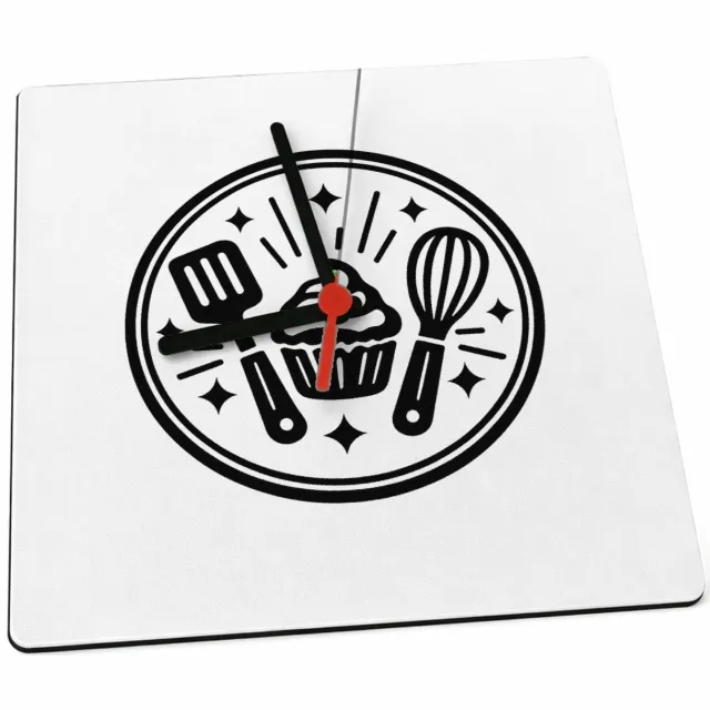 Mr Cadeautjes Klok 19 x 19 - design Een krachtig keukenembleem met een persoonlijke rolnaam en e | cadeau Wit