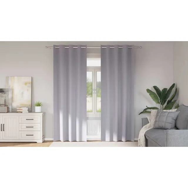 vidaXL Zwart-out Gordijnen met Ringen 2 st Metaalgrijs 245 x 140 cm
