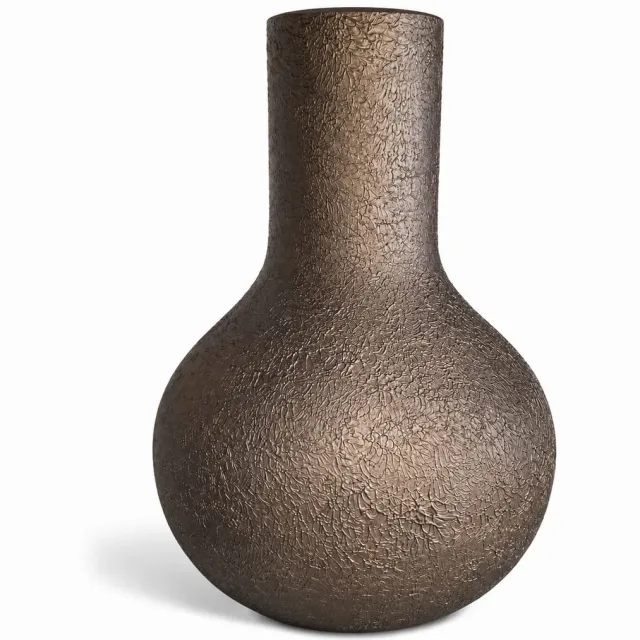 Terroso Kaja - Handgemaakte Glazen Vaas - Bloemenvaas - Dark - Interieur Woondecoratie - 35 cm Hoog