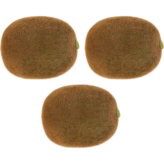 Bellatio Flowers & Plants Kunstfruit - 3x - kiwi - bruin - 6 cm - realistische decoratie - sier - fruitschaal - namaak fruit - nepfruit