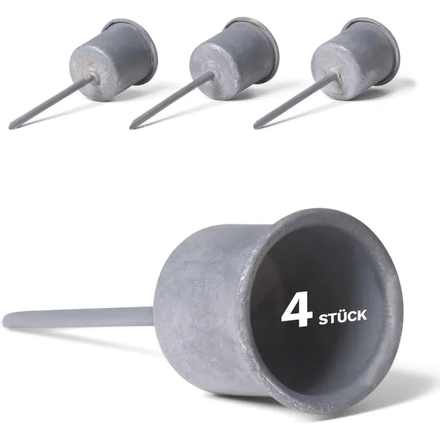 Novaliv 4x grijze kaarsenhouders I kaarsenstoker 7,1 x Ø 2,8 cm kaarsenplug voor kaarsen I kaarsenpin Adventskrans decoratie kandelaar I Kerstdecoratie grijs