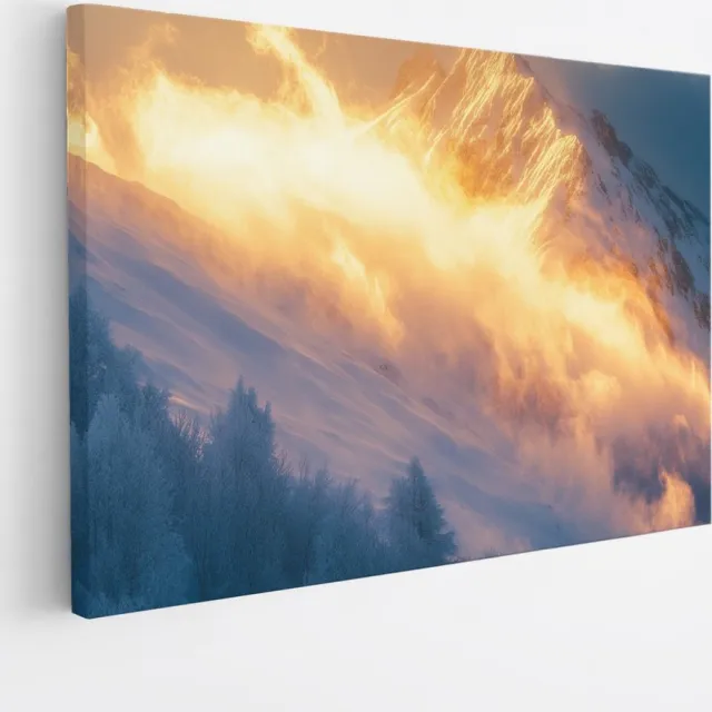 Saammp Canvas Schilderij - Wolken in de bergen - Natuur - Landschap - 70x50 - Foto op canvas - Wanddecoratie - Muurdecoratie Woonkamer - Slaapkamer decoratie - Canvas Print Multicolor
