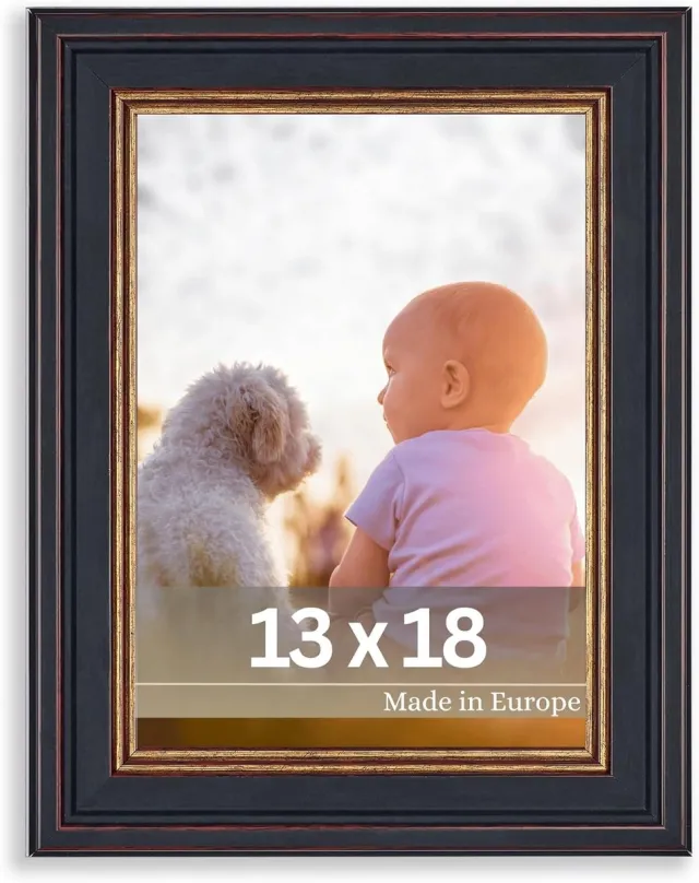 Famanu Vintage fotolijst Pablo zwart-goud 13x18 cm met acrylglas Zwart Goud