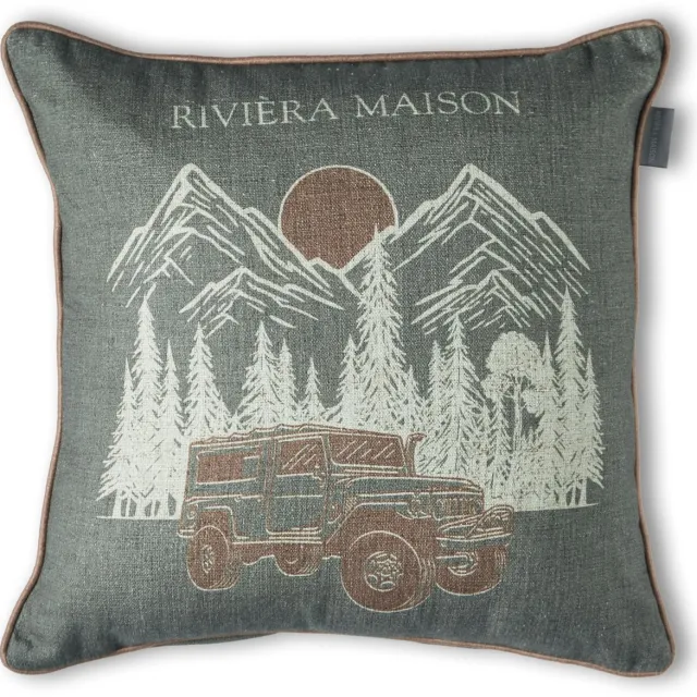 Riviera Maison Rivièra Maison Roadtrip Cushion Sierkussen - 45 x 45 cm cm - Groen