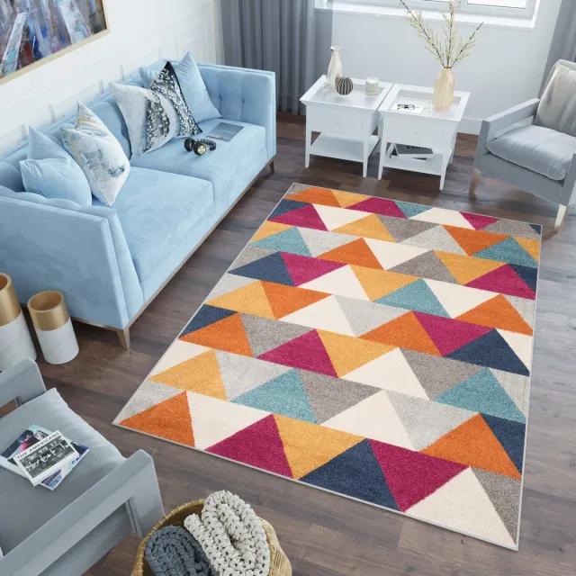 Tapiso Lazur Vloerkleed Grijs Modern 3D Woonkamer Tapijt Maat- 120x170 Grijs Oranje 2