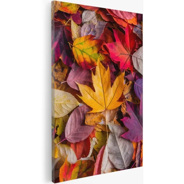 Saammp Canvas Schilderij - Geel Blad - Herfst - Landschap - Natuur - 100x150 - Foto op canvas - Wanddecoratie - Muurdecoratie Woonkamer - Slaapkamer decoratie - Canvas Print Multicolor