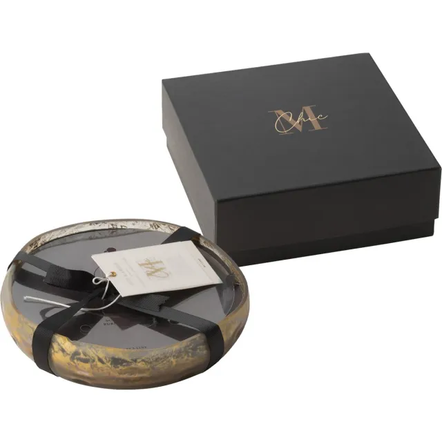 J-Line geurkaars M-Chic - Oud & Amber - glas - goud/zwart - medium - 20U