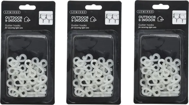 Lumineo dakgoot haakjes - 72x - 1,8 cm - kunststof - bevestiging kerstverlichting - kerstversiering - ophangen