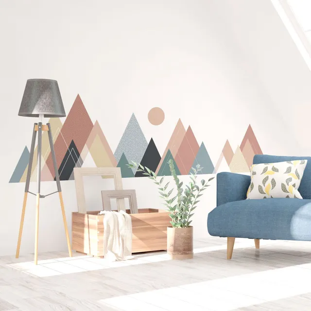 Ambiance Sticker Muurstickers - Decoratie voor slaapkamer/woonkamer - Gigantische muursticker van het Scandinavische gebergte Columbana - 95x135cm Multi color