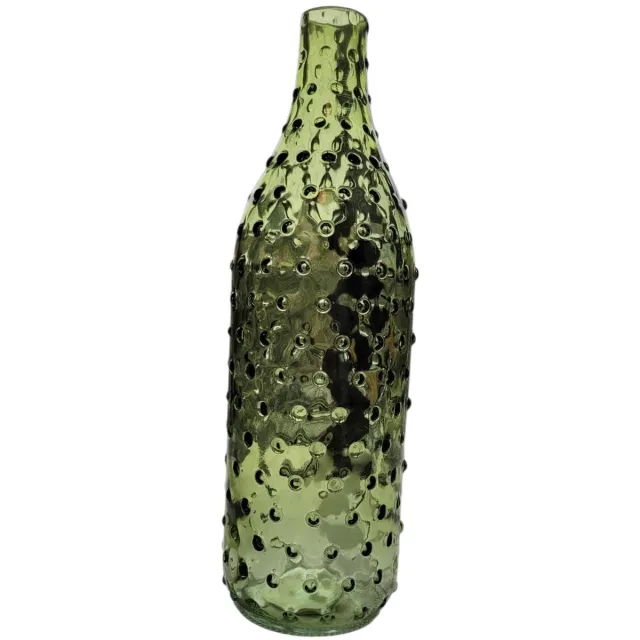 mmdeco Flesvaas – groen – 3D Glas – Met Glasbubbels – 8×8×28 cm