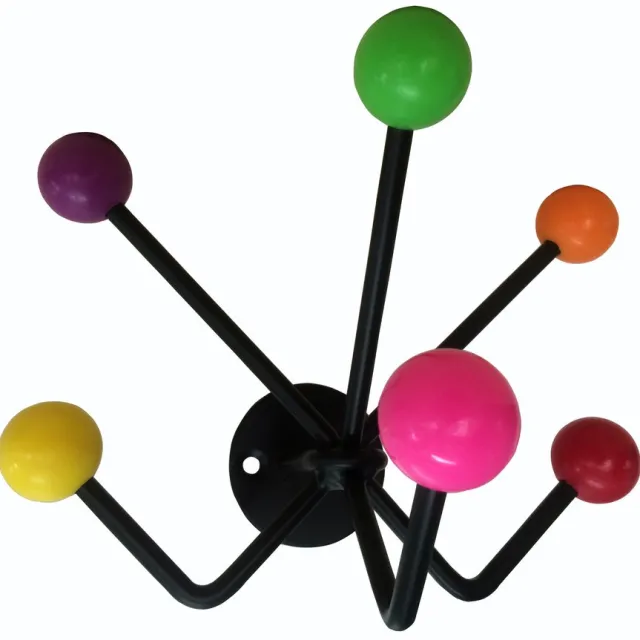 HOME It Kapstok, 6 haken - zwart, multi