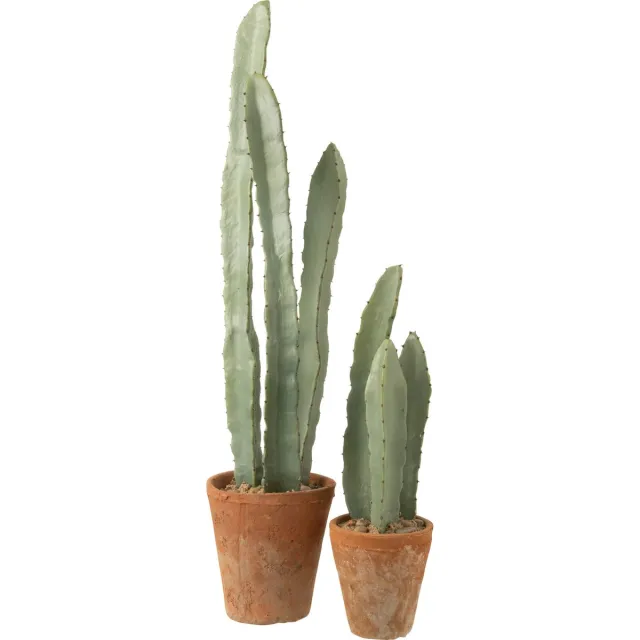 J-Line cactus 3 stuks in pot - kunststof - groen - large