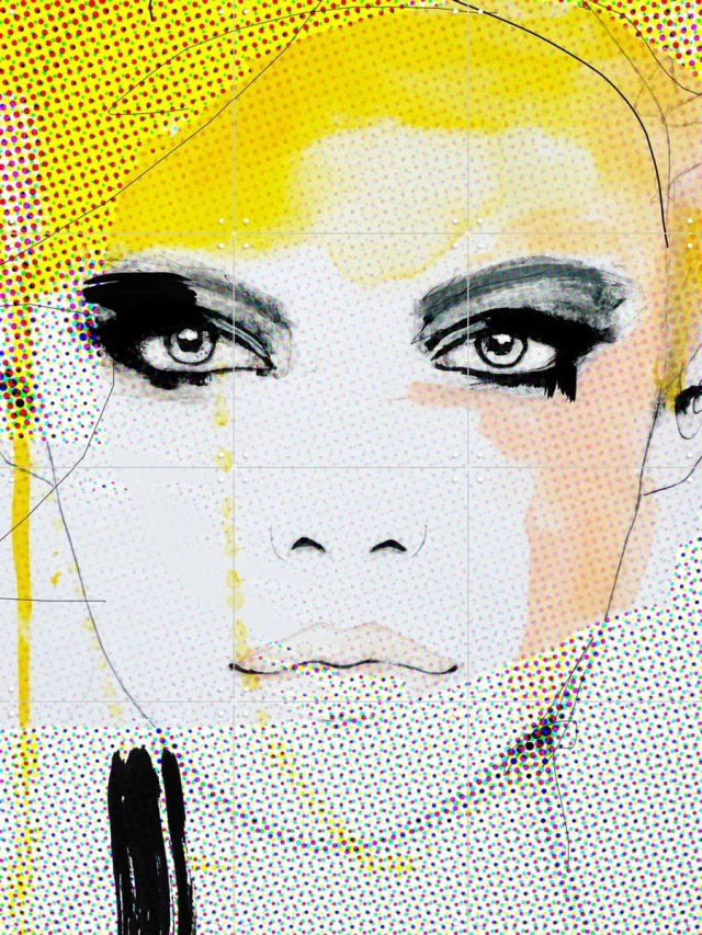 IXXI Ruse, Leigh Viner - 60 x 80 cm - Grote wanddecoratie en posters - Line art, Kleurrijk, Gemengde Technieken, Illustraties, Pop art, Slaapkamer Geel