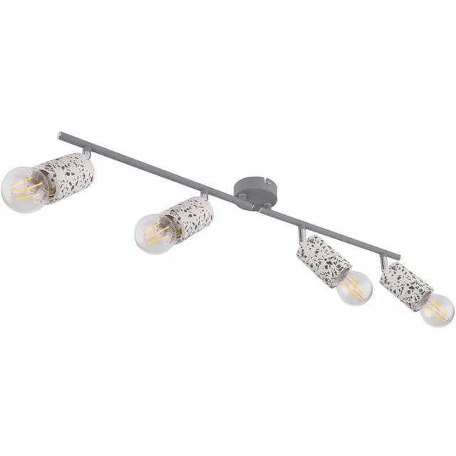 Globo Lighting Plafondlamp 4 spots Woonkamer plafondlamp met beweegbare spots, terrazzo stone look chroom grijs, 4x E27, L 72 cm
