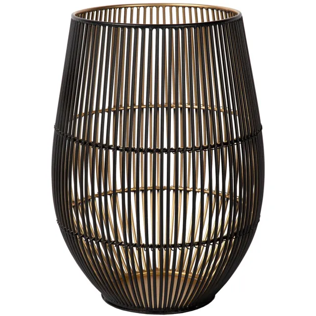 Atmooz Spoiler - Kaarshouder - Zwart met Goudkleurige Binnenkant - Metaal - 14 x 14 x 26 cm zwart - goud binnenin