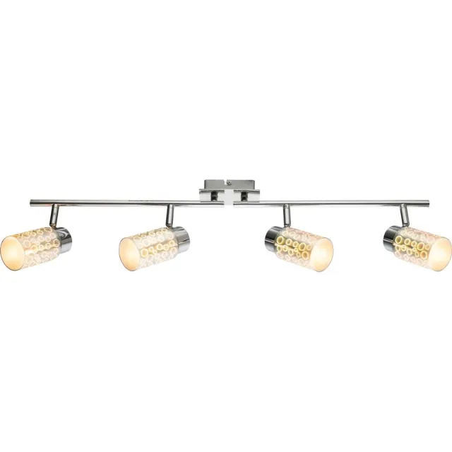 Globo LED plafondlamp spot verlichting chroom glas 3D effect Globo 56124-4 zilver