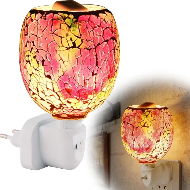 longziming Elektrische Geurlamp - Plug-in Waxwarmer - 220V Glazen Geurlamp met EU-stekker - Instelbare Helderheid - Geurverwarmer voor Thuis, Kantoor en Slaapkamer - Roze