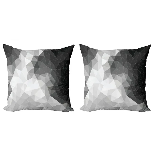ABAKUHAUS Kussenhoezen Set – 2x50x50 cm – Dubbelzijdig bedrukt – Zwart/Lichtgrijs Schwarz