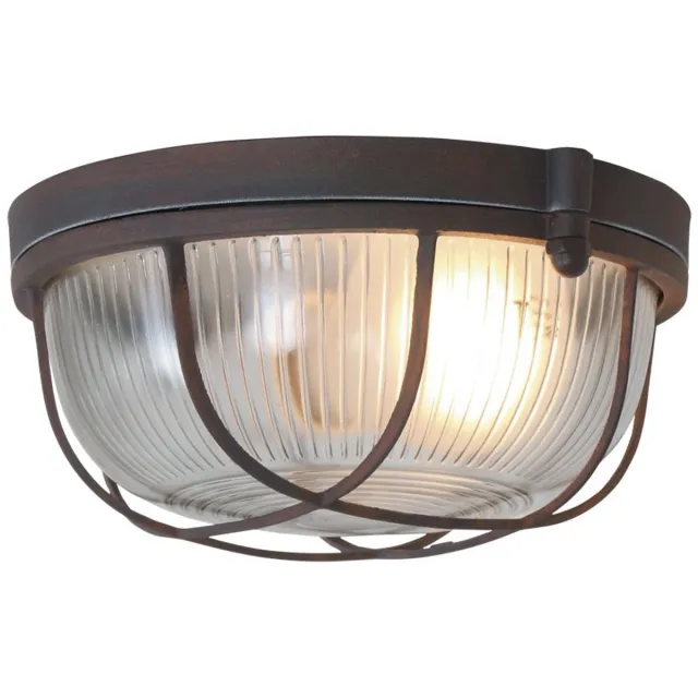 Mexlite Plafondlamp Lisanne 1342B - Bruin & Transparant - Metaal & Glas - Dimbaar - Mexlite - Geschikt voor Binnen Gebruik - Diameter 17 cm, Hoogte 8 cm Bruin / Transparant