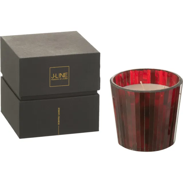 J-Line geurkaars Noa - Ruby Red - glas - rood - small - 35U