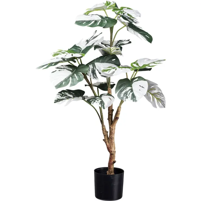 Kopu Kunstplant Monstera Variegata 80 cm - 21 bladeren - Gatenplant Groen
