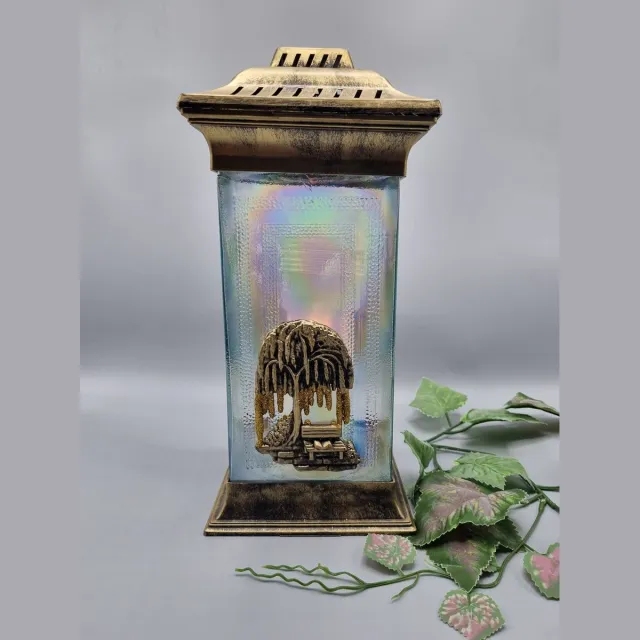 Lubema Herdenkingslicht - R/498a - Goud - Treurwilg- Grafkaars – Graflicht – Graflantaarn – Grafdecoratie - Windlicht