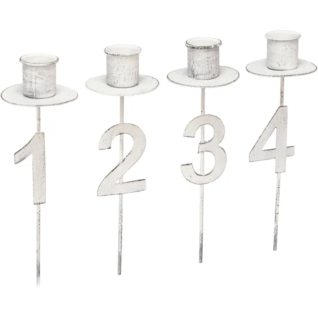 posiwio Kaarsenhouder Advent met doorn en cijfers wit H11cm 4 st