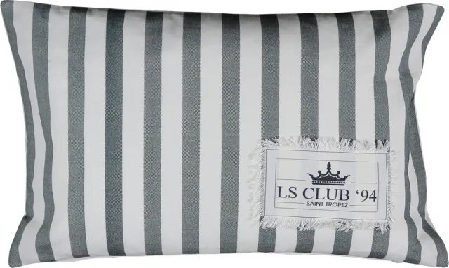 Mars & More Sierkussen - Organic St. Tropez - Wit En Grijs - 45 Cm X 35 Cm Blauw