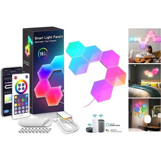 APO Electronics® Hexagon LED Verlichting - 6 Stuks - App bediening geschikt voor Tuya - Gaming Verlichting - RGB & IC LED Panelen - Wandlamp Met Afstandsbediening