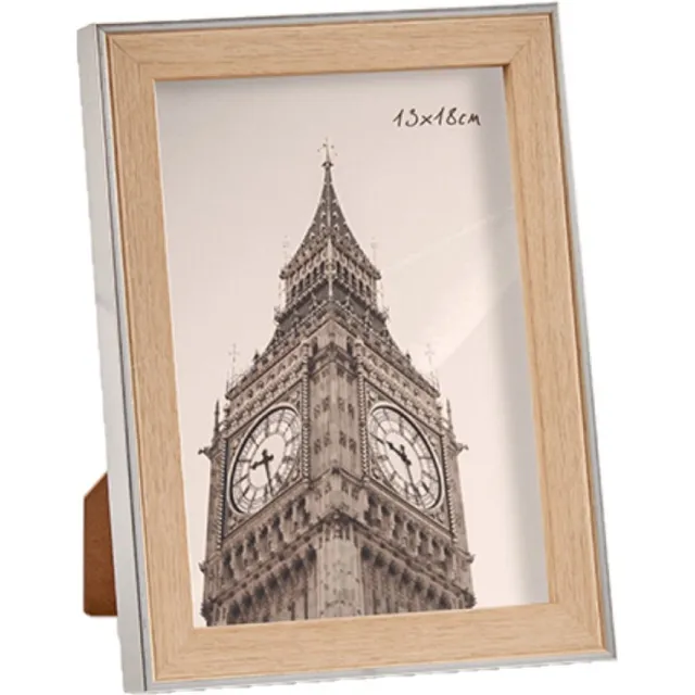 Arte r Fotolijst - zilver/houtlook - kunststof/glas - 13x18 cm - 21x16 cm - staand/hangend