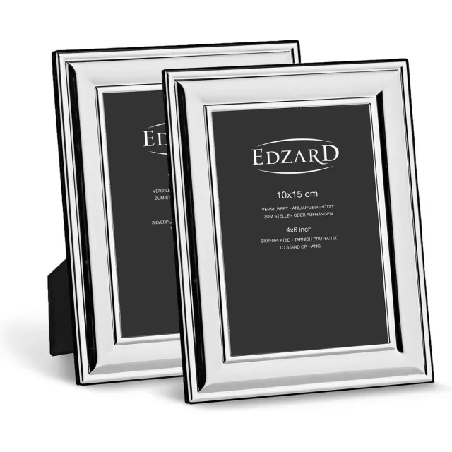 EDZARD Set van 2 fotolijsten Sunset (10x15 cm), edel verzilverd, beschermd tegen aanslag, fotolijst